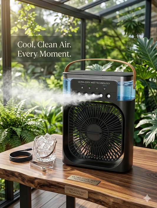 Portable Air Cooler Fan with 7-Color Light – Personal AC Fan
