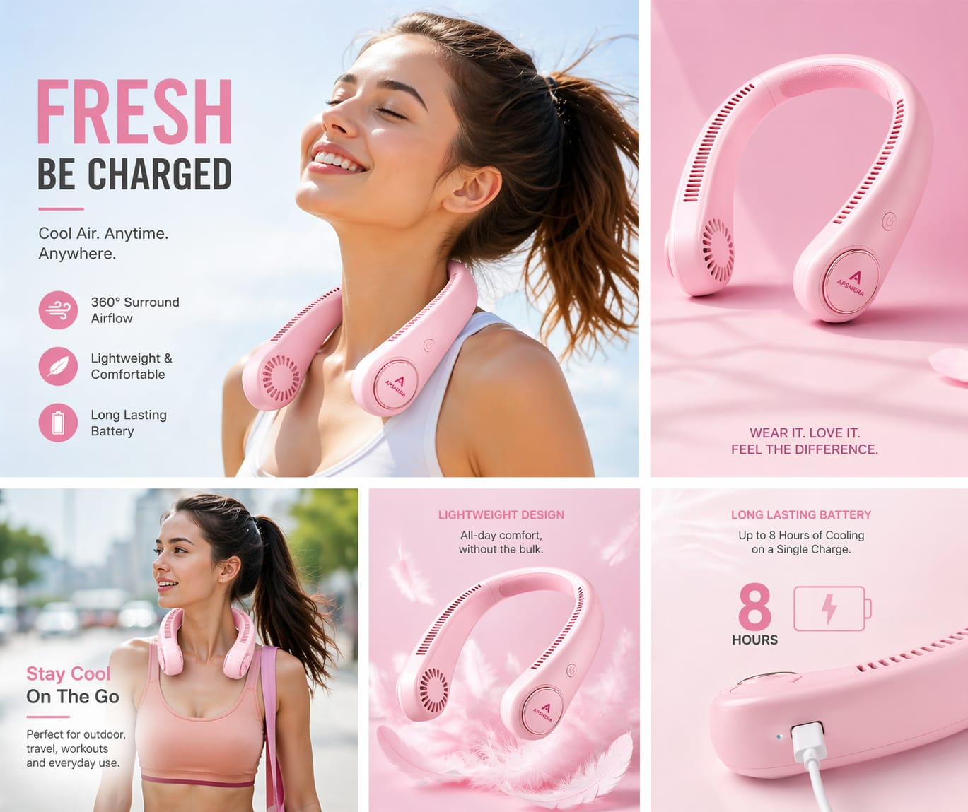 Portable Neck Fan: Holiday Hands Free Bladeless Neck Fan